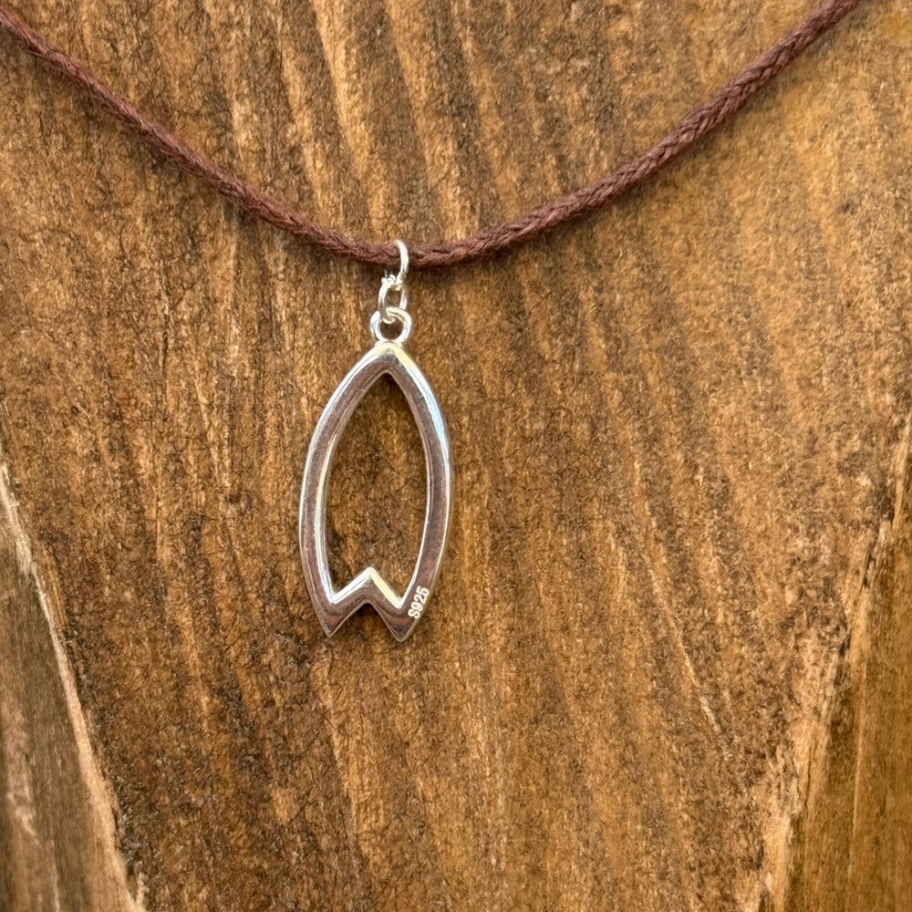 Sterling Silver Surfboard pendant necklace